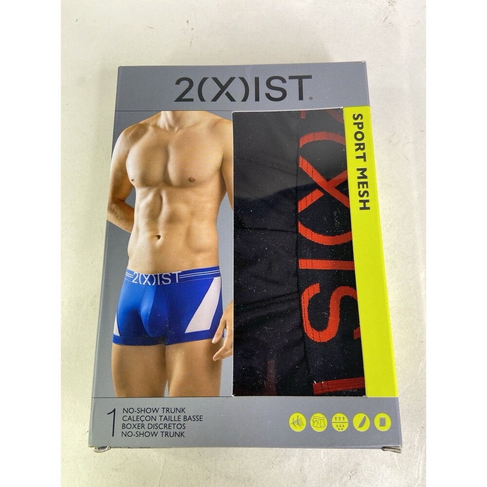 2xist Sport Mesh No Show Trunk Boxer Brief Black Red Trim Underwear Mens Size S